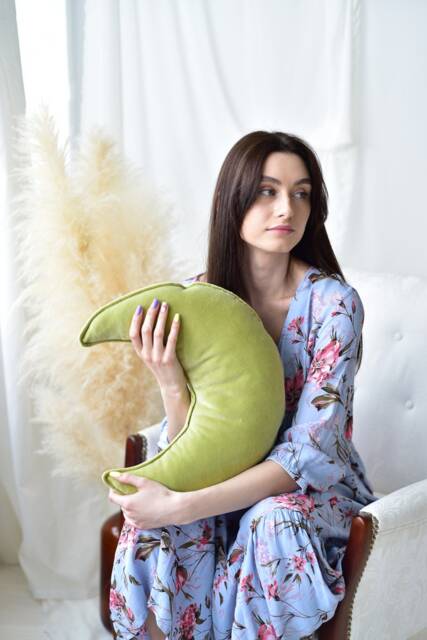 Velvet Moon Pillow Decorative Nursery Cushion - image 1