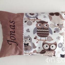"Personalized Baby Pillow ""Owl Greta Brown" - thumbnail 3