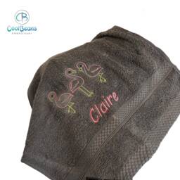 Flamingo Towel - Personalised Face Cloth/Hand Bath = Embroidered - thumbnail 2