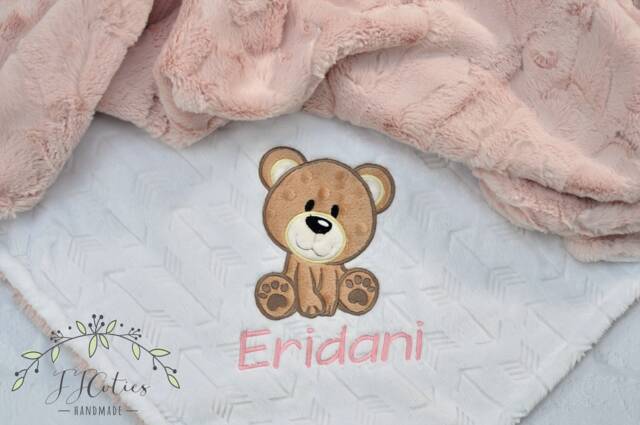 Baby Girl Blanket-Teddy Bear Personalized Baby Blanket-Bear Minky Blanket-Boy Teddy Blanket-Bear Nursery - image 1
