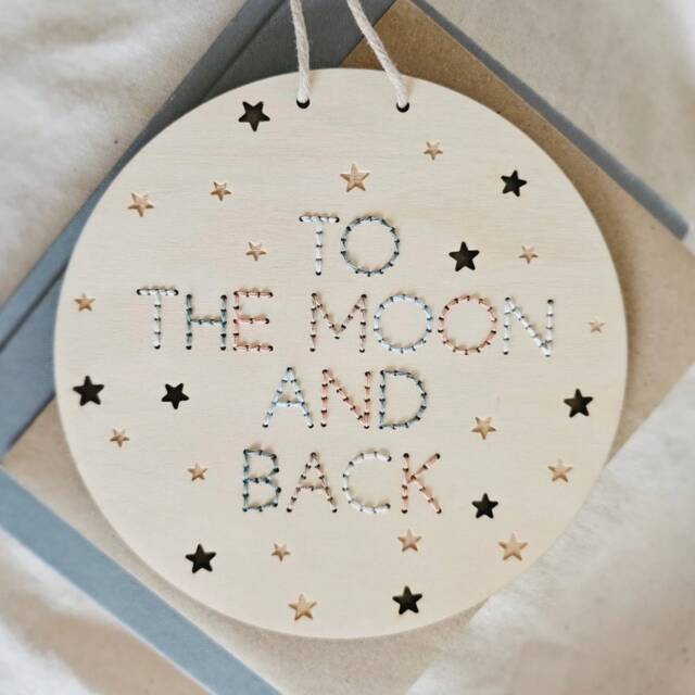 To The Moon & Back Nursery Wall Hanging - Custom Embroidered Art - image 1