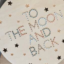 To The Moon & Back Nursery Wall Hanging - Custom Embroidered Art - thumbnail 3