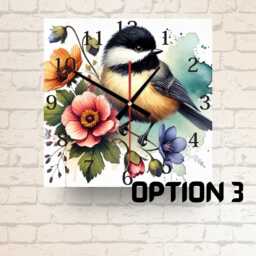 Floral Bird Glass Wall Clock Nature-Inspired Home Decor - thumbnail 3