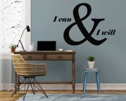 Quote Wall Decals I Can & Will Decal Motivation Vinyl Stickers Home Decor Mural Office Na315 - thumbnail 1