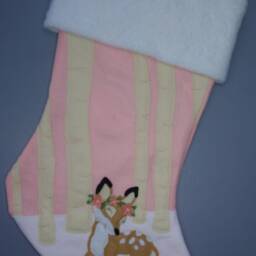 "Deer Christmas Stocking""Sweet Fawn in A Birch Forest" - thumbnail 2
