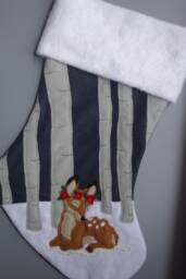"Deer Christmas Stocking""Sweet Fawn in A Birch Forest"