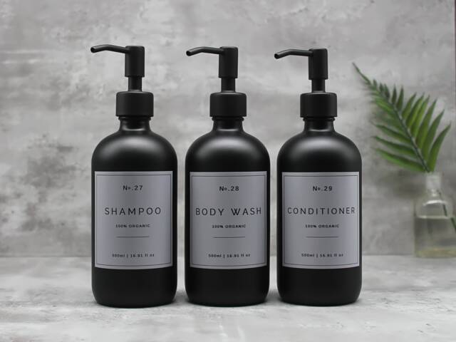 Black Glass Soap Dispenser 500Ml Refillable Bottle With Metal Pump - image 1
