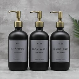 Black Glass Soap Dispenser 500Ml Refillable Bottle With Metal Pump - thumbnail 3