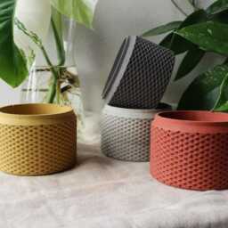 Handmade Geometric Concrete Cactus Pot, Grey Cement Planter For Indoor Plants, Textured Modern Flower Succulent Pot - thumbnail 2