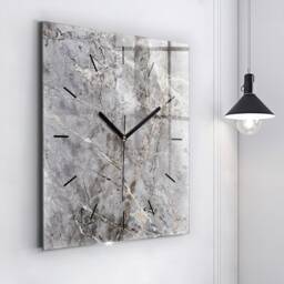 Gray Granite Marble Glass Clock, Hanging Abstract Printed Personalized Unique Wall Large Clock - thumbnail 2