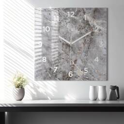 Gray Granite Marble Glass Clock, Hanging Abstract Printed Personalized Unique Wall Large Clock - thumbnail 3