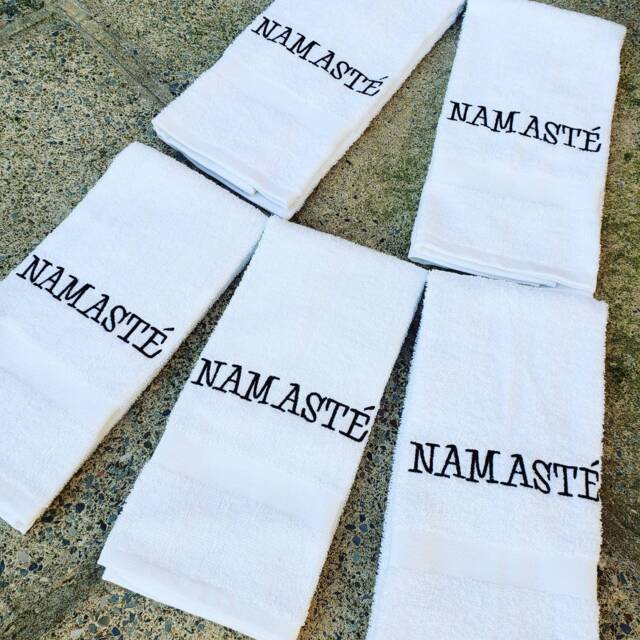 Namaste Embroidered Sweat Towel Yoga Gym Fitness Gift - image 1