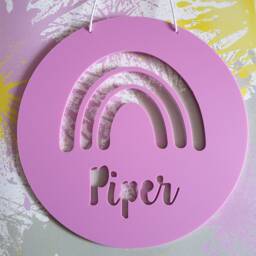 Rainbow Personalised Wooden Wall/Door Hanging-Wall Hanging-Kids Door Sign-Kids Gift-Baby Gift-Lasercut-Plaque-Nursery Decor-Rainbow Baby - thumbnail 3