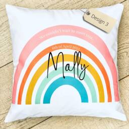Personalised Rainbow Cushion - Baby Cushion For Kids Bedrooms Home Decor Cushions Nursery New Born Cushions - thumbnail 3