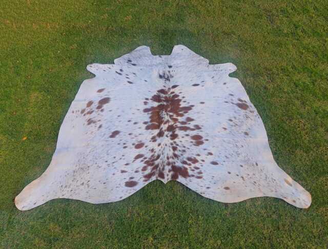 Genuine Hair On Hides For Upholstery Projects - White Brown Cowhide Rugs Speckled Rug - image 1