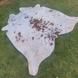 Genuine Hair On Hides For Upholstery Projects - White Brown Cowhide Rugs Speckled Rug - thumbnail 2