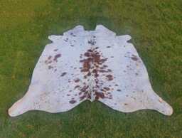 Genuine Hair On Hides For Upholstery Projects - White Brown Cowhide Rugs Speckled Rug - thumbnail 1