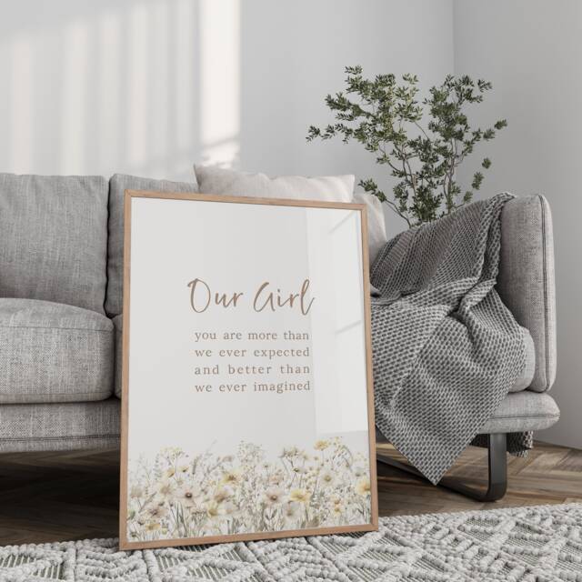 Our Girl Nursery Wall Art Boho, Baby Prints, Floral Gift, Wildflower Print, Boho Decor, Shower Gift - image 1