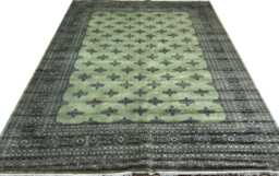 8x10 Pistachio Green Bokhara Rug - 2.50x3.00 cm Kitchen Woolen Living Room Hand Knotted Wall Turkish - thumbnail 1