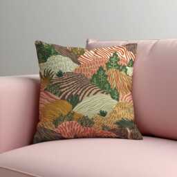 Botanical Landscape Cushion Cover, Earth Tone Nature Throw Pillow Forest Hills Pattern Case, Modern Boho Sofa Decor - thumbnail 3