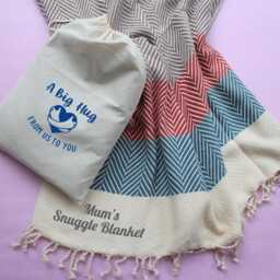 Personalised Luxury Cotton Throw Blanket - Herringbone Sofathrow Gift For Home -Personalised 2nd Anniversary Birthday Gift Her - thumbnail 1