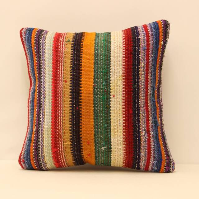 Kilim Pillow Cover 16x16 Throw Pillows Decorative Boho Interior Design Retro Home Decor Ethnic Pillowcover Natural Dyekilim Cushion 4Kf-167 - image 1