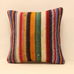 Kilim Pillow Cover 16x16 Throw Pillows Decorative Boho Interior Design Retro Home Decor Ethnic Pillowcover Natural Dyekilim Cushion 4Kf-167 - thumbnail 1