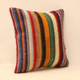 Kilim Pillow Cover 16x16 Throw Pillows Decorative Boho Interior Design Retro Home Decor Ethnic Pillowcover Natural Dyekilim Cushion 4Kf-167 - thumbnail 2