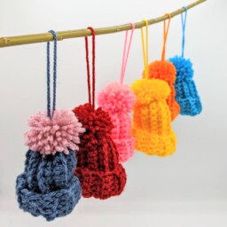 Mini Bobble Hat Handmade Crocheted Christmas Tree Hanging Decoration - thumbnail 2