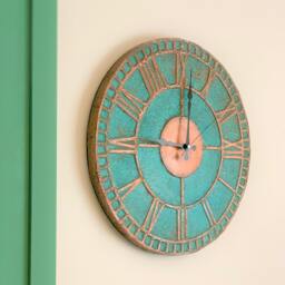 Farmhouse Rustic Wall Clock - Copper Patina Art Minimalist Clock- Metal Hanging Decor Anniversary Gift For Him
