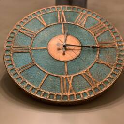 Farmhouse Rustic Wall Clock - Copper Patina Art Minimalist Clock- Metal Hanging Decor Anniversary Gift For Him - thumbnail 2