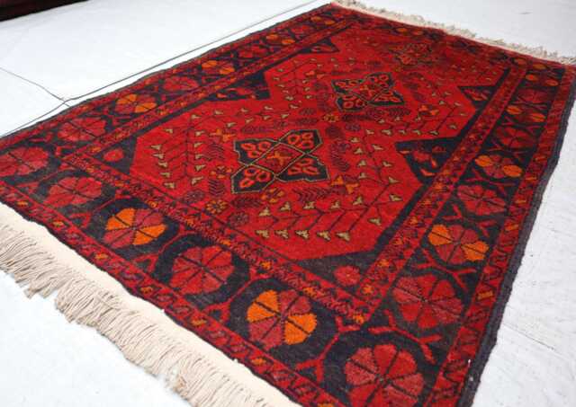 3x4 Ft Afghan New Bukhara Rug, Handmade Geometric Genuine Oriental Khal Mohammedi Area Turkmen Livingroom D??cor Rug - image 1
