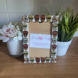 Wooden Sugar Skull Button Photo Frame 4 X 6 Inches - thumbnail 3