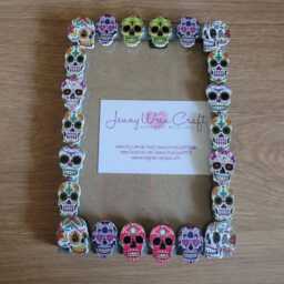 Wooden Sugar Skull Button Photo Frame 4 X 6 Inches - thumbnail 4