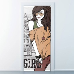 Pop Art Wall Decal, Retro Door Sticker, Decor, Teenage Girl Mural, Room Fashion Cover - thumbnail 2