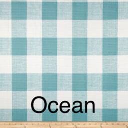 Buffalo Check Outdoor Pillow Cover Turquoise & Navy Coastal Cushion - thumbnail 4