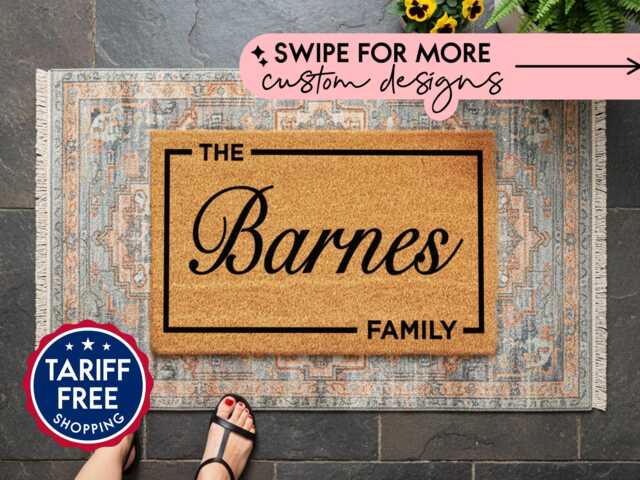 Modern Minimalist Custom Doormat - Family Name Front Door Mat - image 1