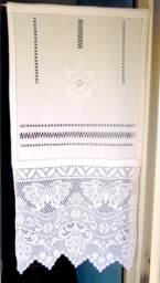 Handmade Crochet Cotton Curtain Greek Traditional Embroidered Lace - thumbnail 1