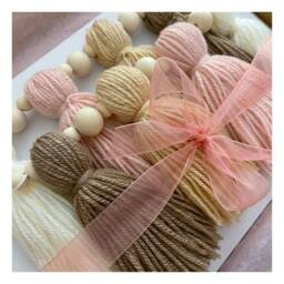Tassel Garland - Custom Nursery Decor Bunting Wall Hanging Boho Yarn Pink Shelf - thumbnail 2