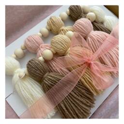 Tassel Garland - Custom Nursery Decor Bunting Wall Hanging Boho Yarn Pink Shelf - thumbnail 1