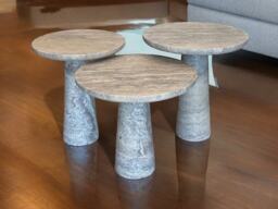 Ide Travertine Side Tables Silver Round Travertine Stone - Use As Side, End, Patio, Accent Tables, Or Nightstands. Combine For Coffee Table