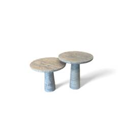 Ide Travertine Side Tables Silver Round Travertine Stone - Use As Side, End, Patio, Accent Tables, Or Nightstands. Combine For Coffee Table - thumbnail 4
