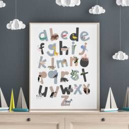 Alphabet Animal Print, Phonics Kids Room Educational Prints, Lowercase Alphabet - A5-A3 Paper Sizes Available - thumbnail 3