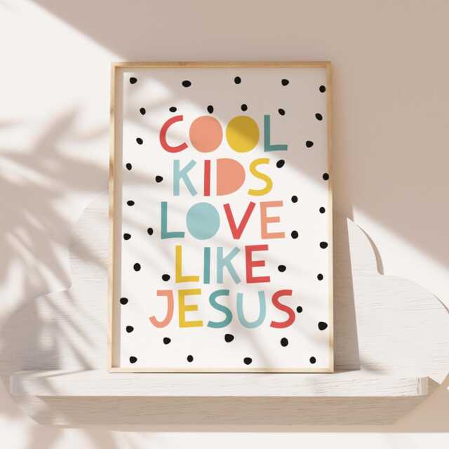 Cool Kids Love Like Jesus Print, Christian Wall Art, Girls Nursery Bible Verse Bedroom, Prints - image 1