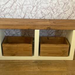 Solid Wooden Chunky Bench Seat Storage Unit Table - thumbnail 3