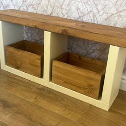 Solid Wooden Chunky Bench Seat Storage Unit Table - thumbnail 2