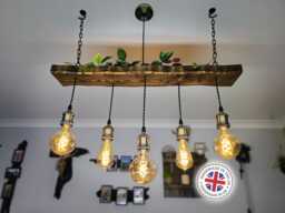 Rustic Wooden Chandelier - Beam Pendant Ceiling Light For Kitchen Island & Dining Table