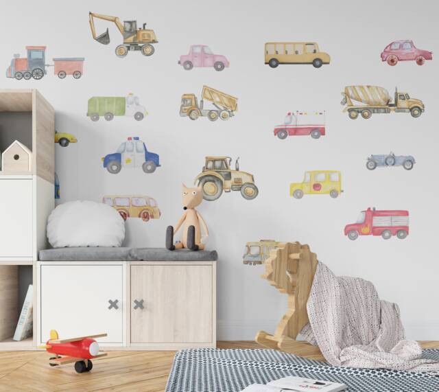 Cars & Trucks Wall Decals Nursery Decor Removable Stickers Set Decal Home Art Vinyl Mural Kids Room Interior Design - image 1