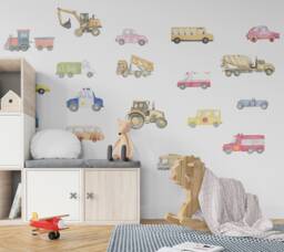 Cars & Trucks Wall Decals Nursery Decor Removable Stickers Set Decal Home Art Vinyl Mural Kids Room Interior Design - thumbnail 1