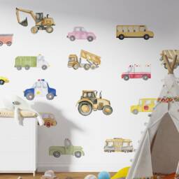Cars & Trucks Wall Decals Nursery Decor Removable Stickers Set Decal Home Art Vinyl Mural Kids Room Interior Design - thumbnail 3
